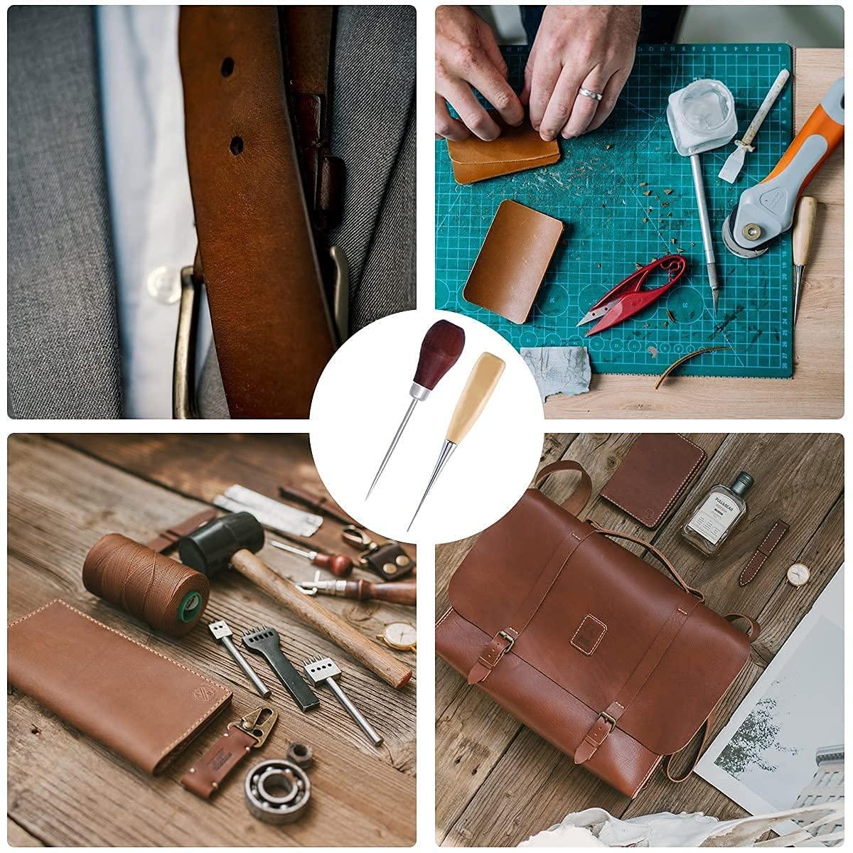 2 Cái Tay Cầm Gỗ Hình Tròn Máy May Hình Quả Bầu Dụng Cụ Đục Lỗ