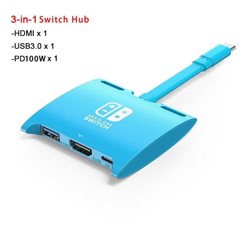 Dock Chuyển Đổi USB C Sang 4K HDMI USB 3.0 Hub Cho Nintendo Switch