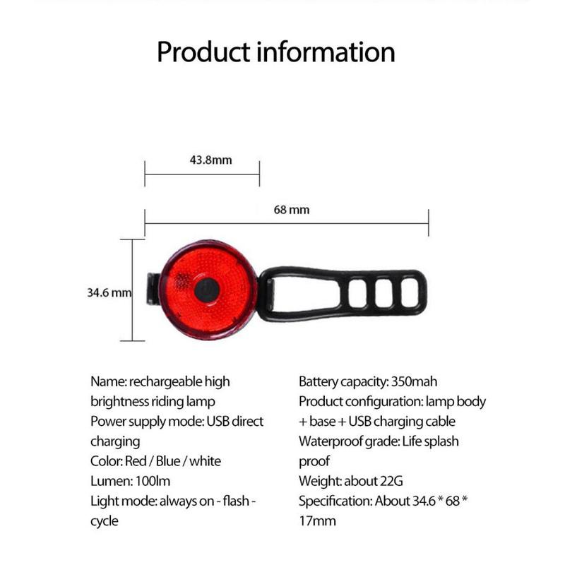 Đèn Led Gắn Đuôi Xe Đạp Nhiều Chế Độ Kèm Sạc USB Chống Thấm Nước Tiện Dụng