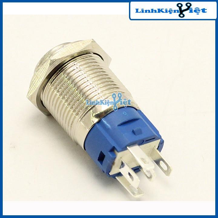 Nút Nhấn Đề Sắt Chống Nước Có Đèn Báo 12VDC-12mm Nhấn Giữ