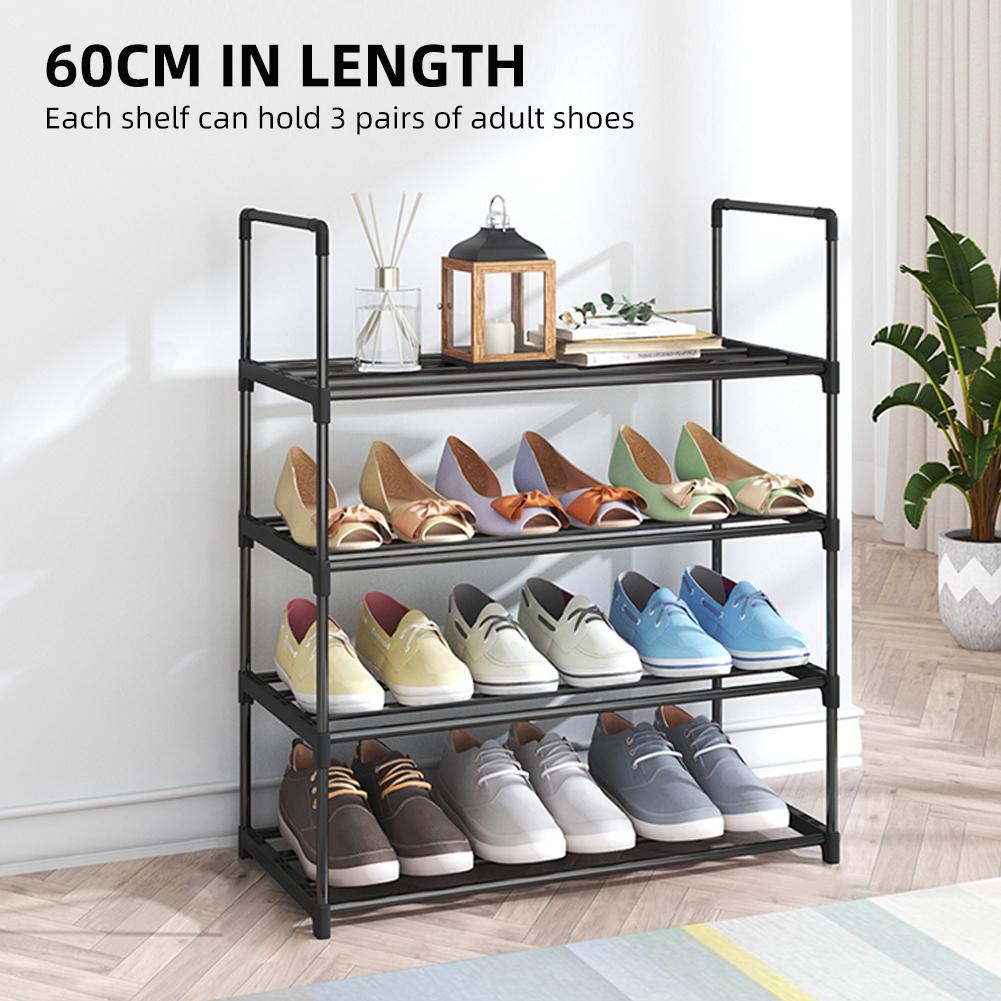 Shoe Rack 4 Tier / 6 Tier Shoe Organizer with 4 Shelves / 6 Shelves Metal Shoe Storage Stackable for Living Room