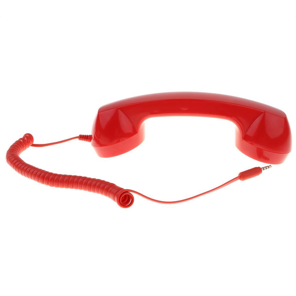 3.5mm Mic  Telephone Handset Phone Classic Receiver Red