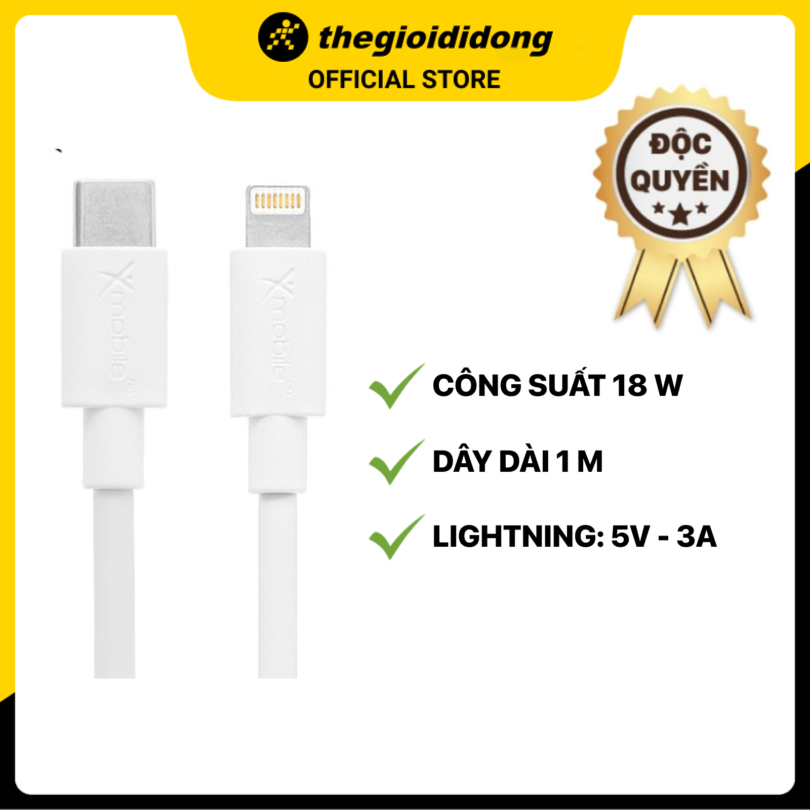 Cáp Type C - Light-ning 1m Xmobile LPDC-05 Trắng - Hàng chính hãng