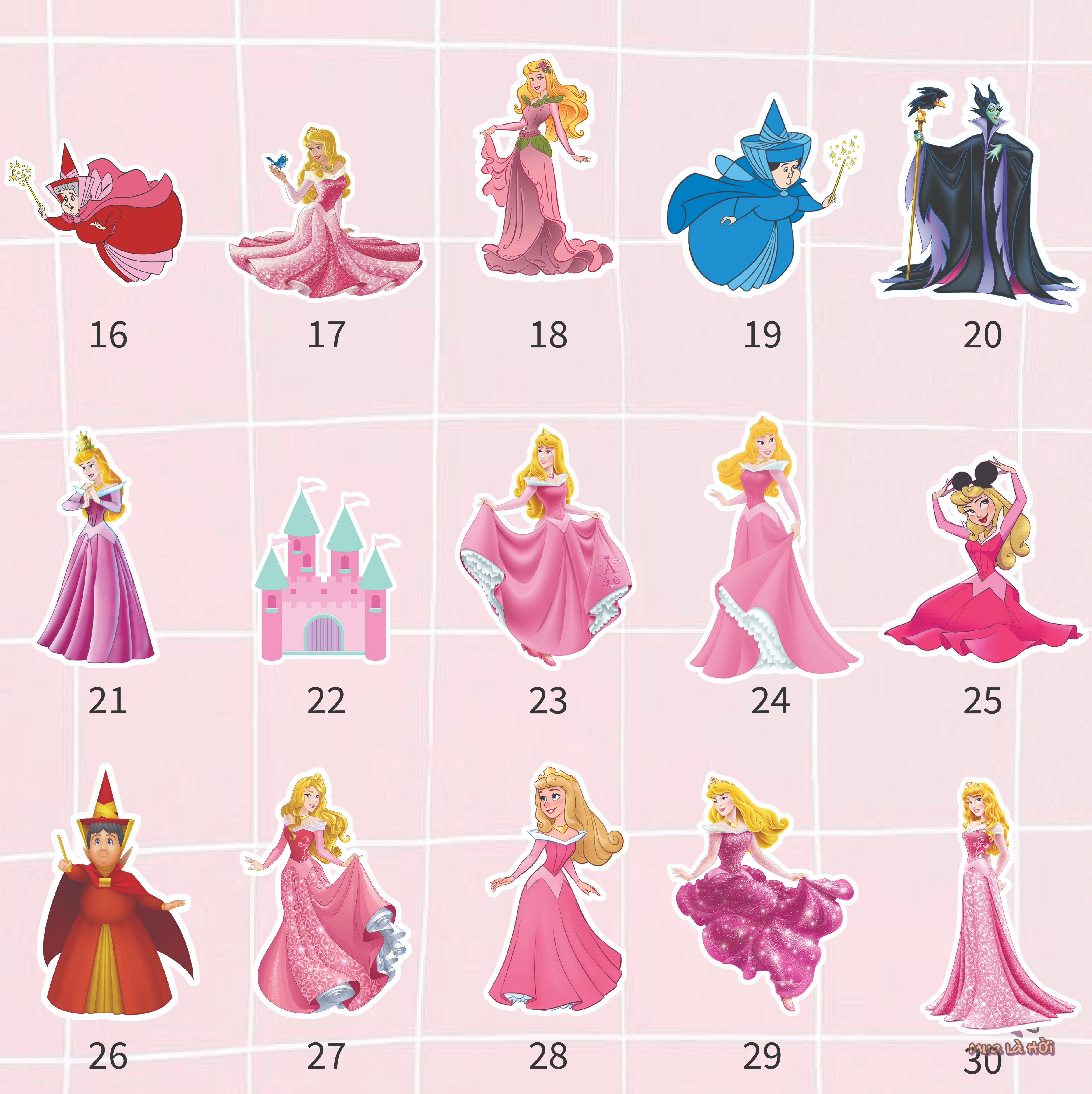 Miếng dán Stickers chủ đề Sleeping Beauty (Công chúa ngủ trong rừng