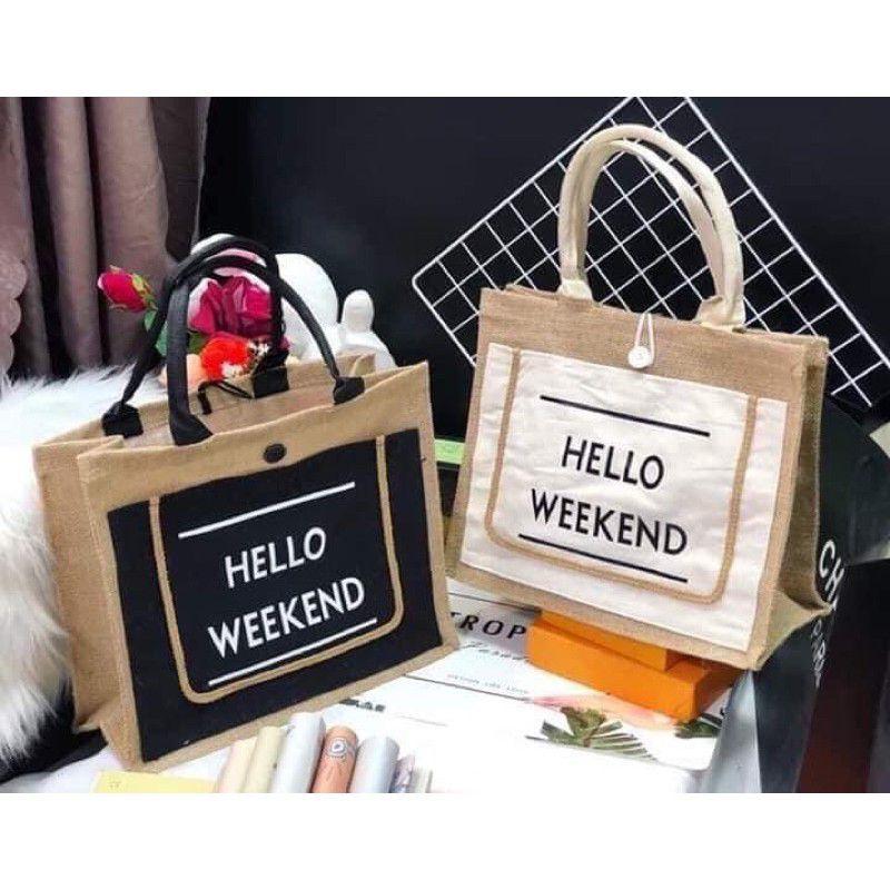 Túi cói Hello Weekend Siêu Đẹp Hàng Loại 1