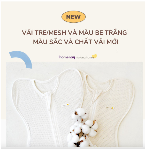 Nhộng chũn cho bé Malang Honey Vải Tre Bamboo và Vải Mesh lưới Hàn Quốc
