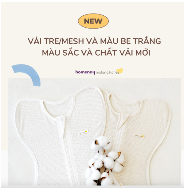 Nhộng chũn cho bé Malang Honey Vải Tre Bamboo và Vải Mesh lưới (Mẫu mới)