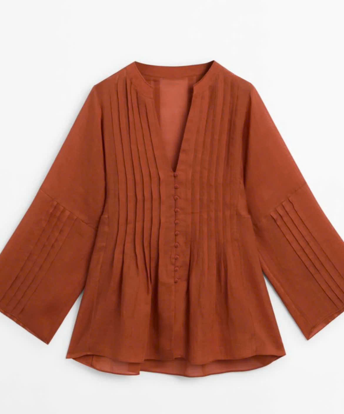 Áo Kiểu Xếp Ly Linen Thu Cầm TOP241ORANGE thời trang thiết kế Hity