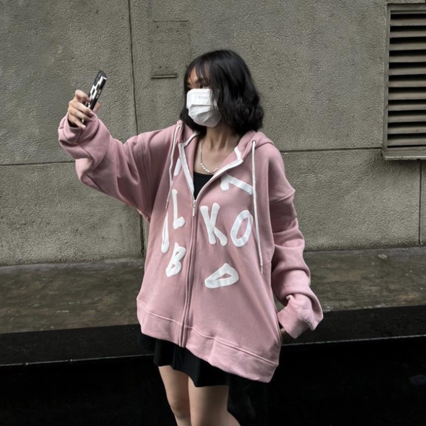 Khoác Nỉ Chữ Cái Hoodie Nam Nữ Dáng Rộng Tay Bồng Mũ Trùm Đầu Unisex Uzzlang