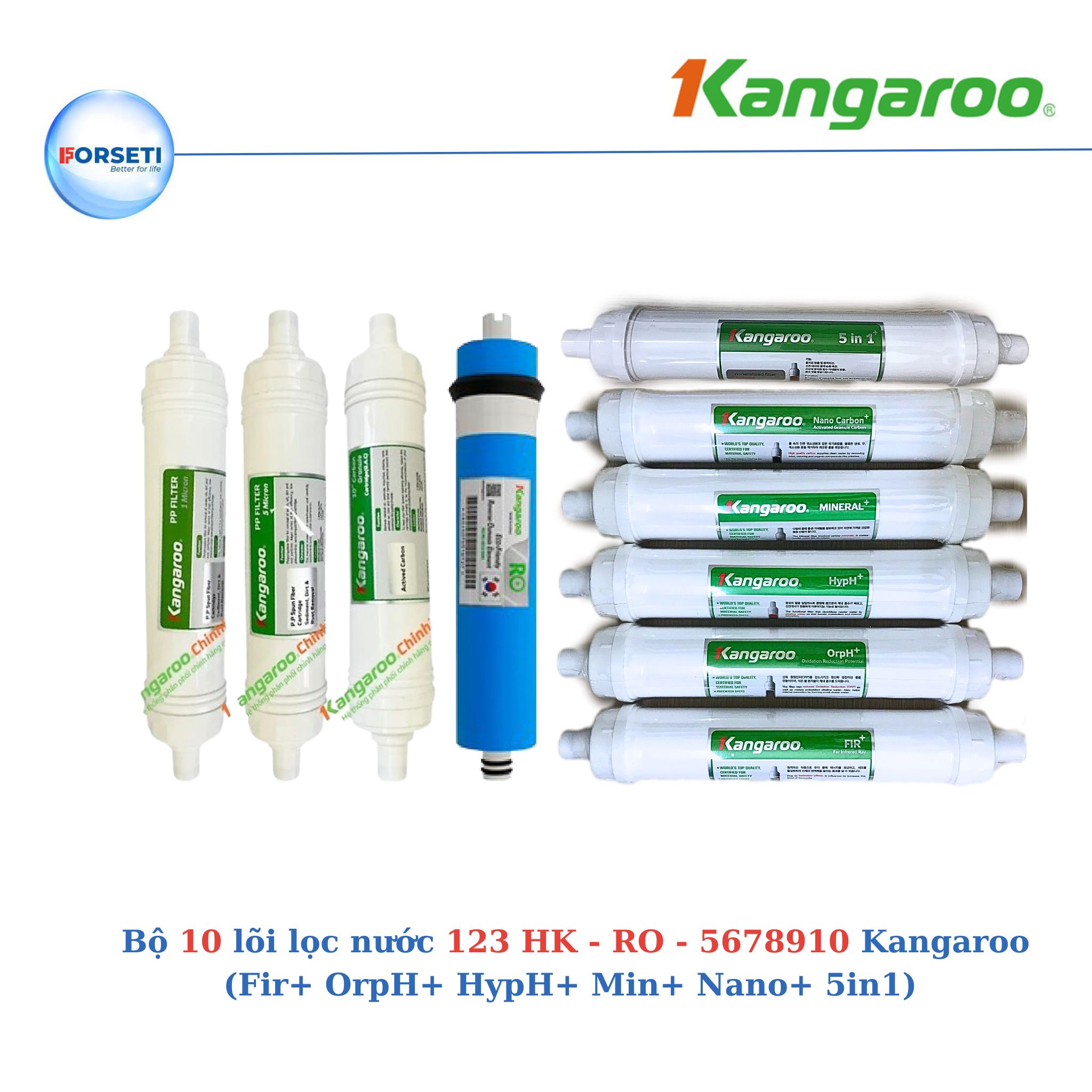 Combo 10 Lõi Lọc Nước Kangaroo Dòng Hydrogen (Model KG10A4, KG100HK...) - Hàng chính hãng 