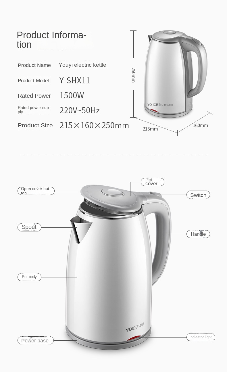Electric Kettle Kettle Stainless Steel Kettle Split Household Electric Kettle Kettle Plastic Kettle