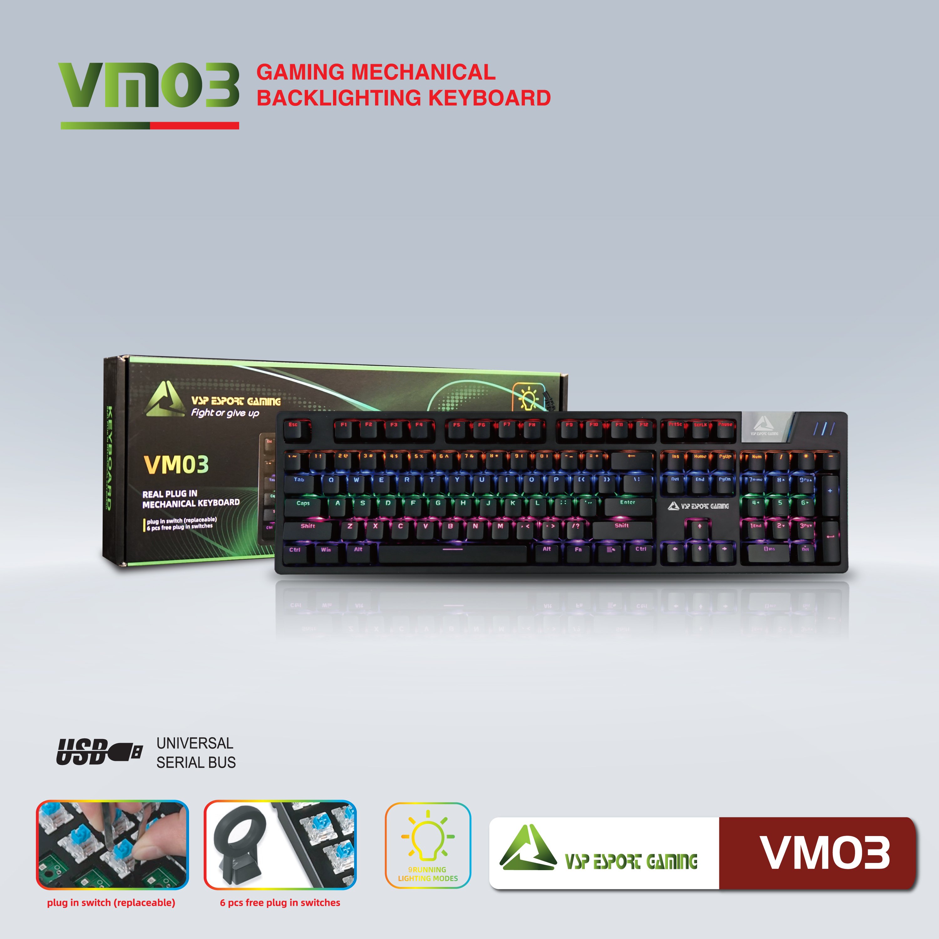 Bàn phím VSP eSport Gaming VM03 - JL - Hàng chính hãng