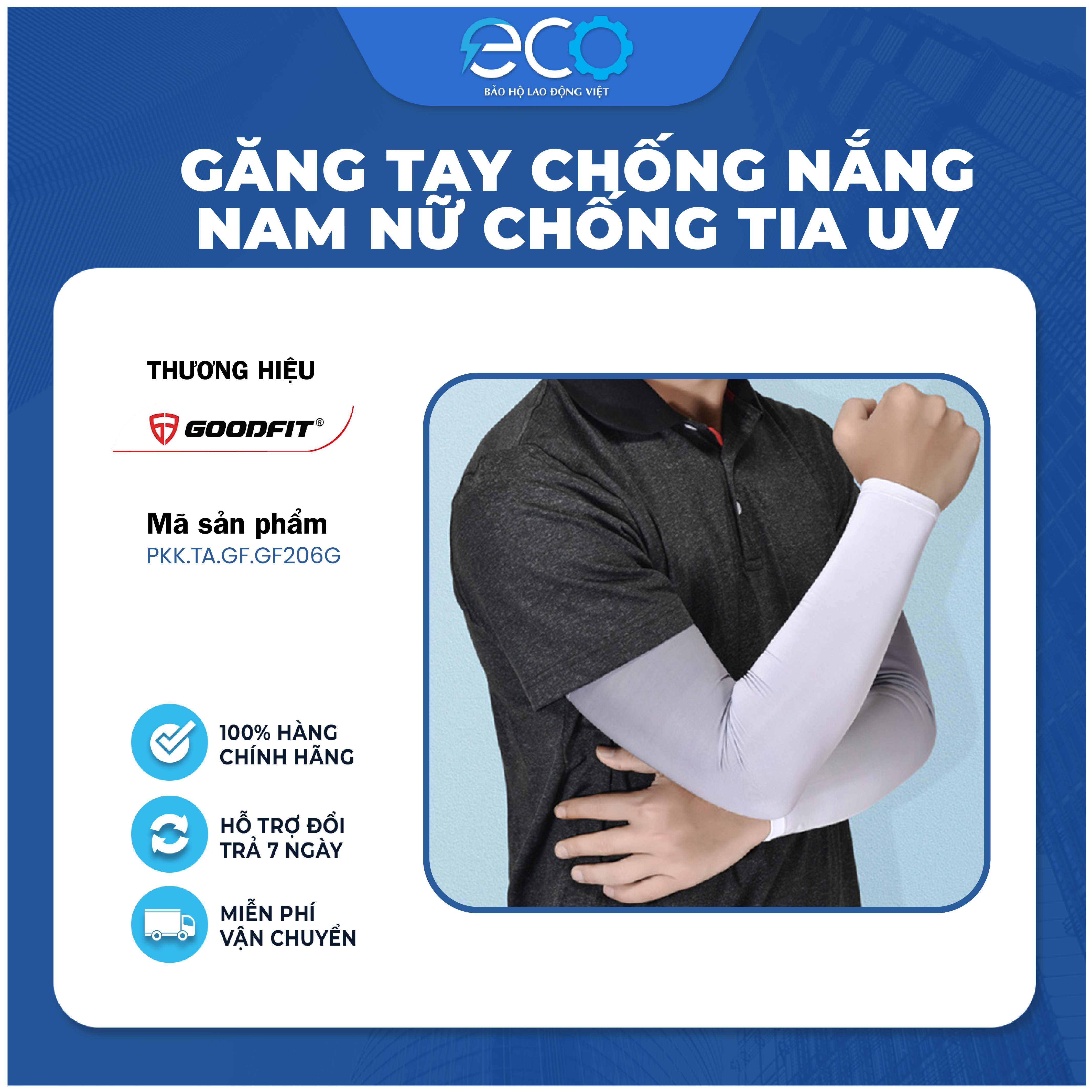 Ống tay thể thao tay nắng nam, nữ GoodFit GF206G chống tia Uv, chống nắng chất liệu lụa mát