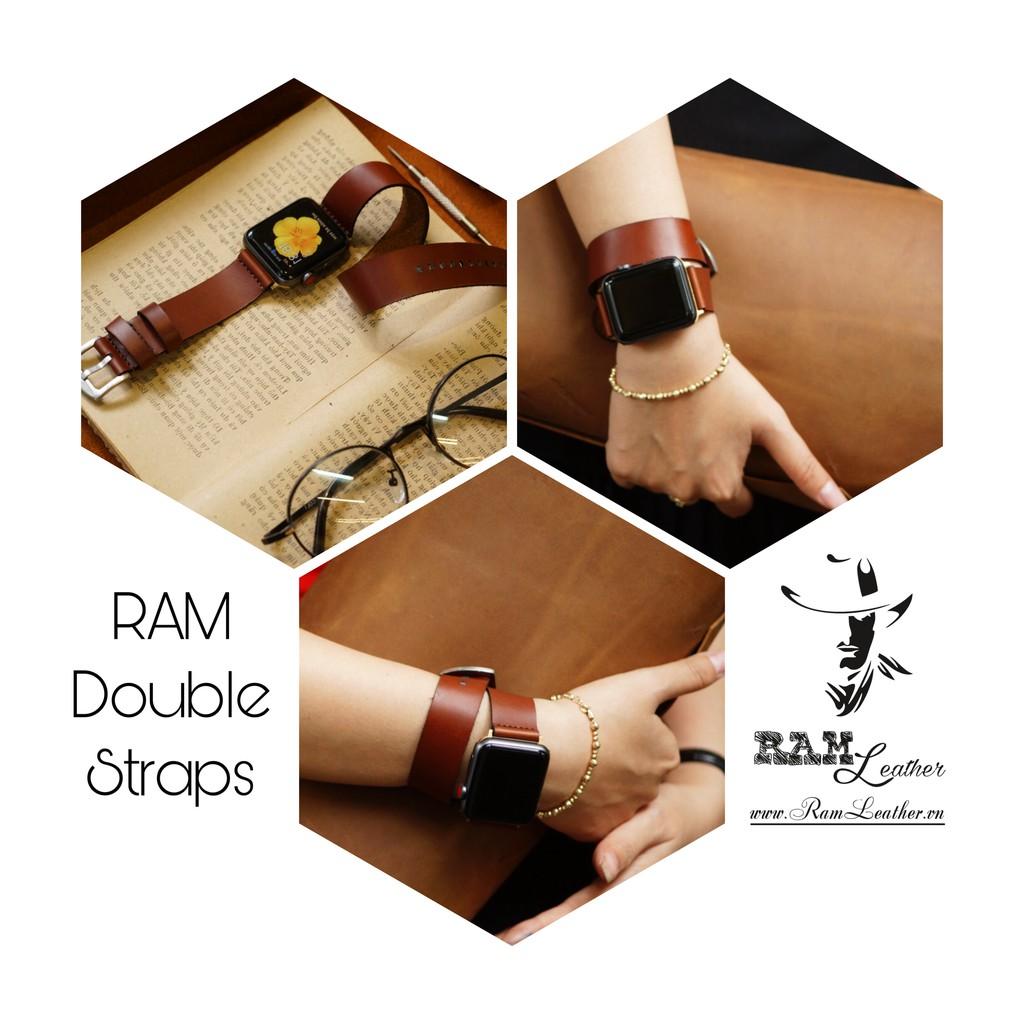 DÂY ĐỒNG HỒ ĐÔI DOUBLE STRAP DA BÒ THẬT CAO CẤP - CHÍNH HÃNG RAM LEATHER