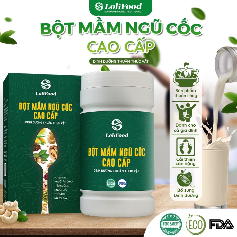 Bột Mầm Ngũ Cốc Cao Cấp Long Liên (500gr/Hộp) - Thực Phẩm Dinh Dưỡng Giúp Tăng Cân - Ngủ Ngon - Tốt Cho Dạ Dày - Kiểm Nghiệm ATVSTP Và Công Bố Chất Lượng