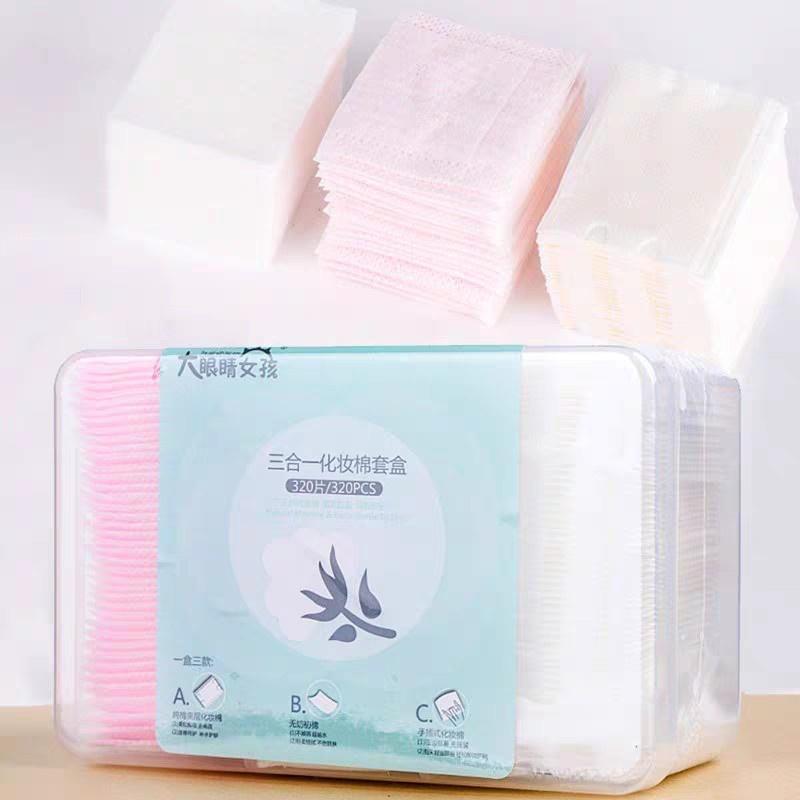 Hộp Bông Tẩy Trang Nature 320 Miếng Dày 3 Lớp 100% Cotton Nhật Bản