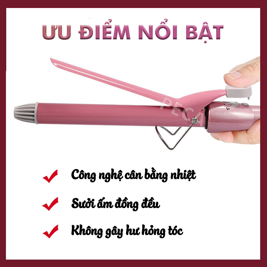 Máy uốn tóc Kemei KM-219 cao cấp điều chỉnh 2 mức nhiệt phù hợp sử dụng mọi tình trạng tóc tạo nhiều kiểu tóc uốn xoăn, uốn lọn sóng, uốn cụp - Hàng chính hãng