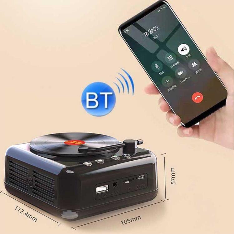 Không dây bluetooth retro radio vinyl ghi âm Bluetooth loa sáng tạo âm thanh retro radio radio di động Màu sắc trang trí mini: Brown