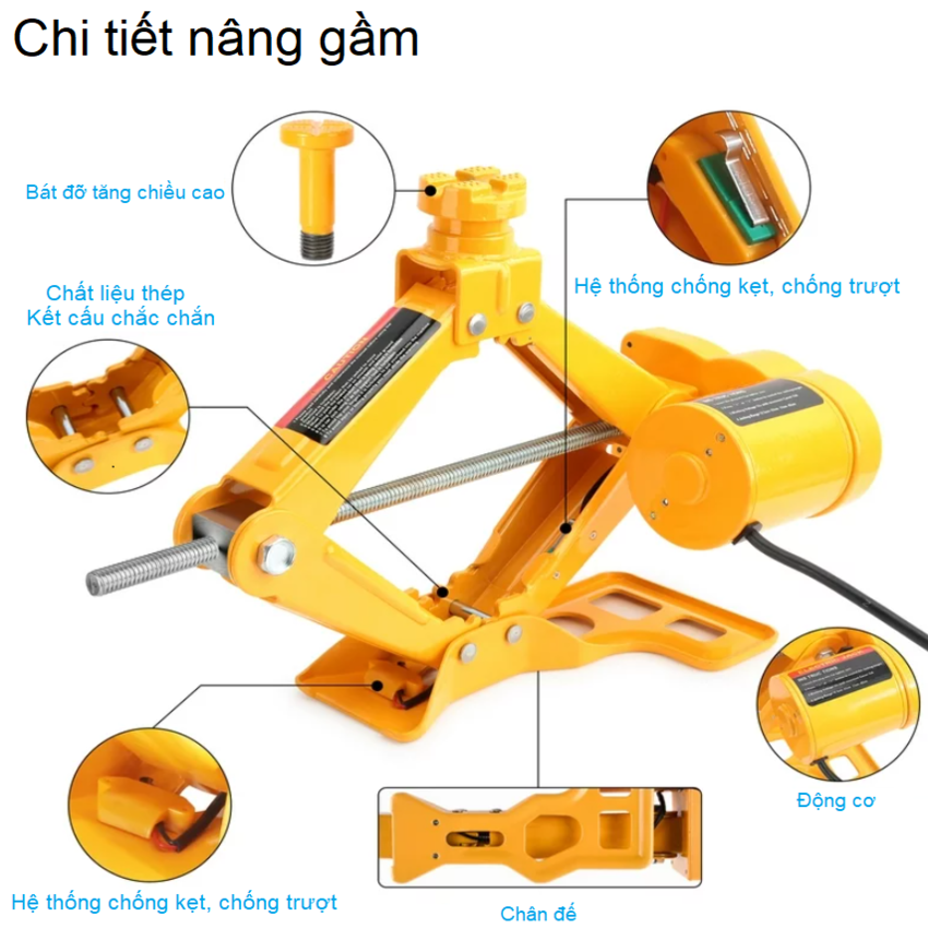 Bộ Nâng Kích Gầm Điện, Máy Bơm Lốp Và Máy Siết Ốc Ô Tô Đa Năng ROGTZ TY-42EJ-S - Tải Trọng: 3000Kg (3 Tấn) - Hàng Nhập Khẩu