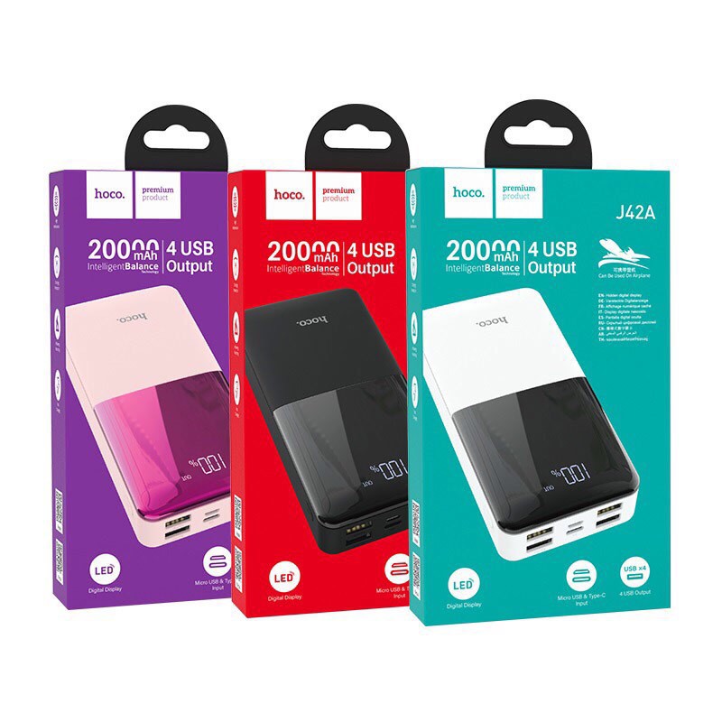 Pin Dự Phòng Hoco J42A Dung Lượng 20000mAh - Hàng Chính Hãng - Giao Màu Ngẫu Nhiên