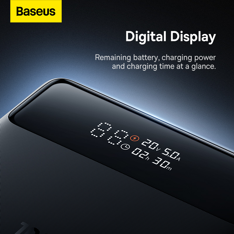 Sạc Dự Phòng OS-Baseus Blade Power Digital Display Fast Charging Power Bank HD Edition 20000mAh 100W Black (Kèm cáp C to C 50cm) (Hàng chính hãng)