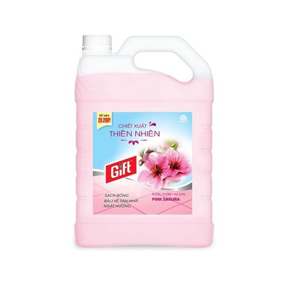 Lau sàn Gift Sakura Anh Đào can 3kg8 lau sàn/nền gạch/đá/gỗ chống trơn trượt thơm lâu khử mùi đuổi muỗi