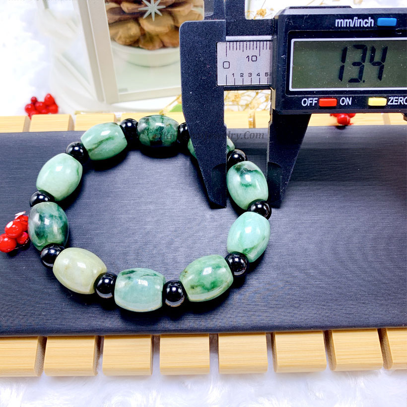 Vòng Tay Phong Thủy Nam Lu Thống Ngọc Cẩm Thạch - Size đá 13 ly - Kim Tiền Jewelry