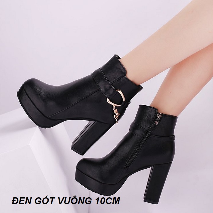 [CAO CẤP] Giày boot gót vuông, gót nhọn, bốt nữ cao gót 10 phâN chữ M sang trọng êm chân S023