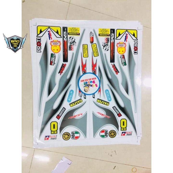 Tem rời dán xe exciter 2010 lửa trắng xanh ngọc