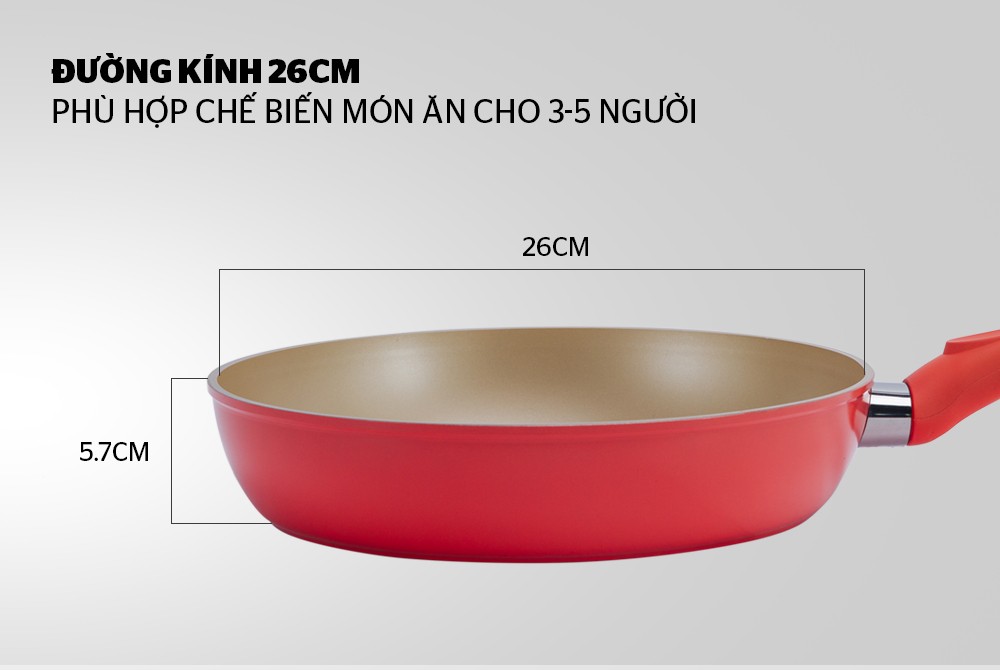 Chảo giả đúc Sunhouse SFPA26M đáy từ phi 26, Hàng chính hãng