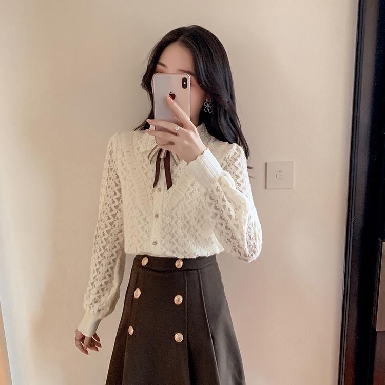 Áo Sơ Mi Ren Nữ Dài Tay Thời Trang
