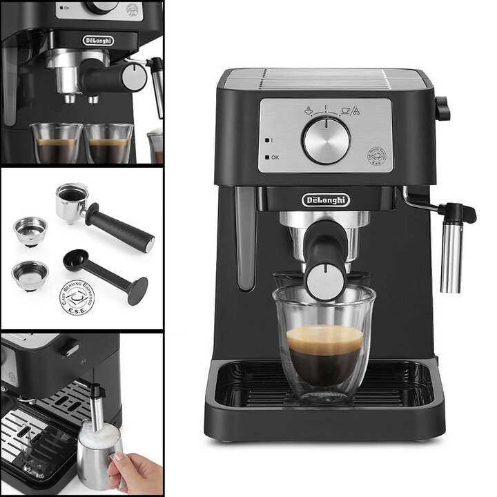 Máy pha cà phê cao cấp thương hiệu Espresso Delonghi EC235.BK - Công suất 1100W - HÀNG NHẬP KHẨU CHÍNH HÃNG