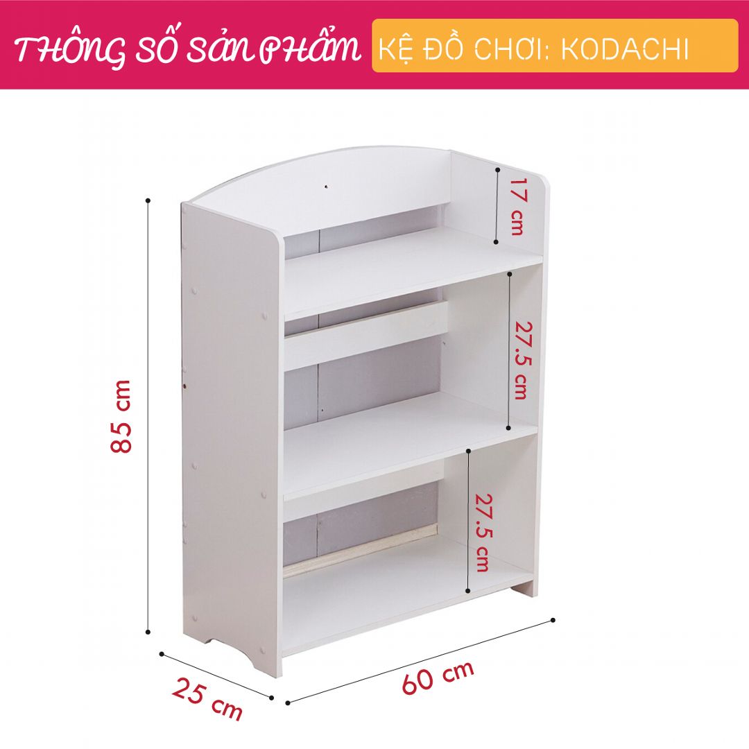 Kệ để đồ chơi cho bé SMLIFE Kodachi | Gỗ MDF dày 17mm chống ẩm | D60xR25xC85cm