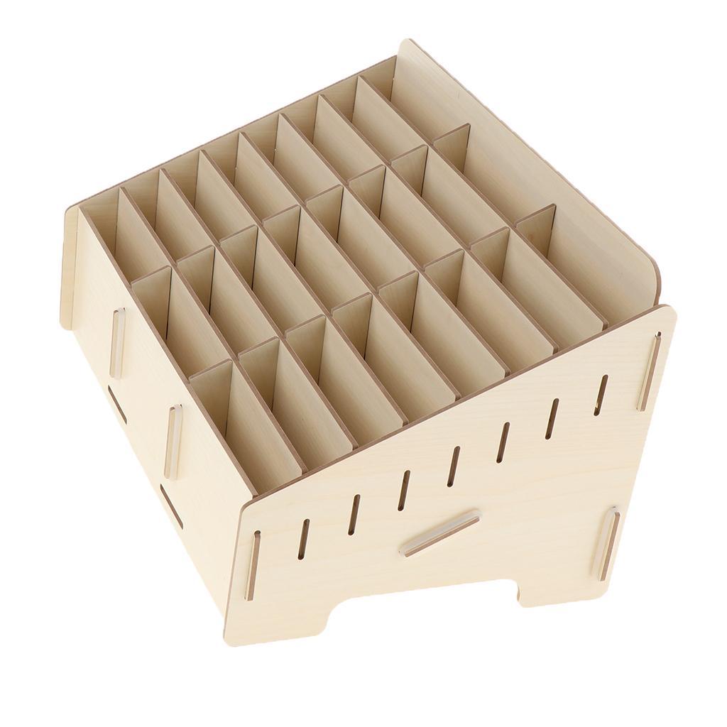 Multifunctional Wooden Storage Box Desktop 24 Grid Rack for Phone gray