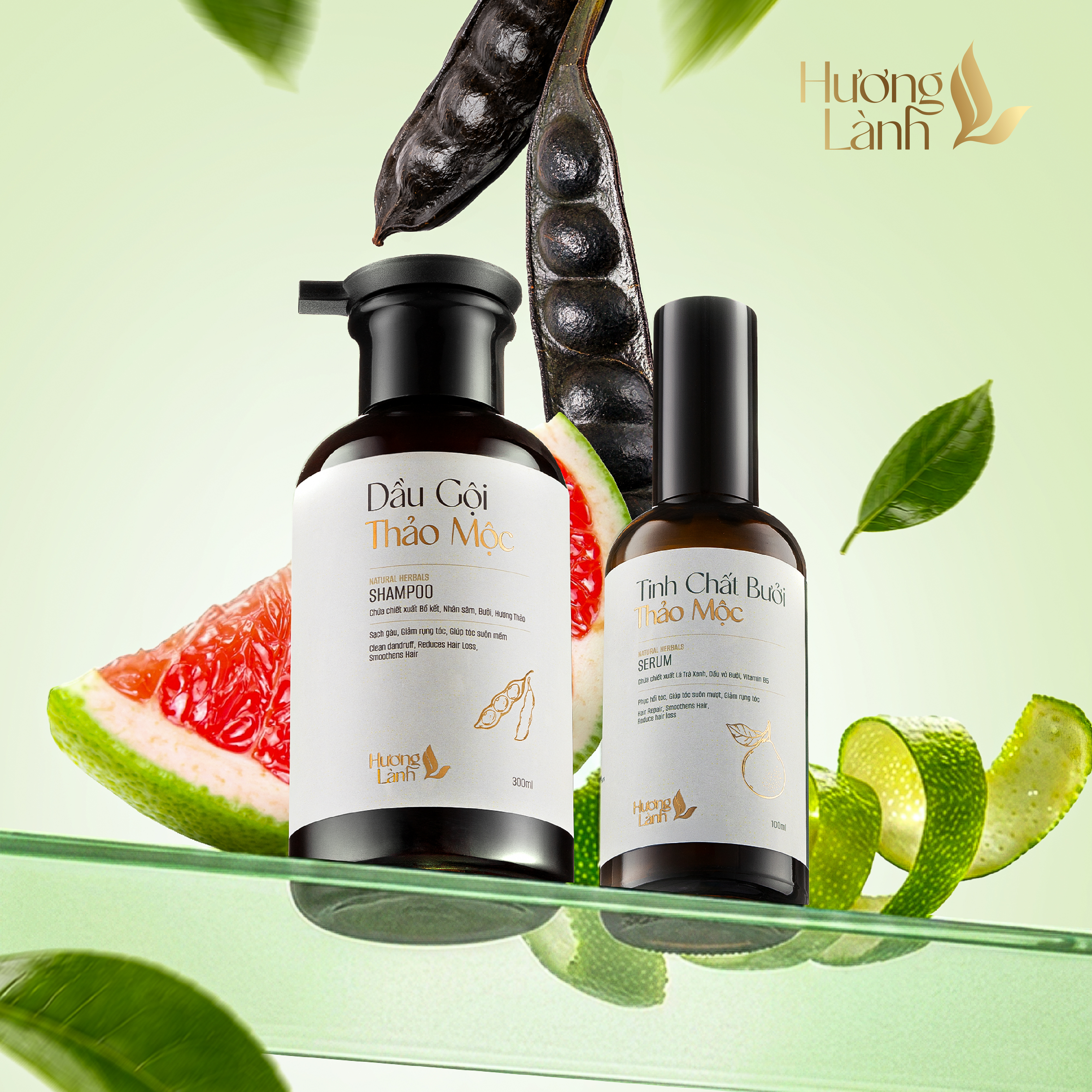 Dầu gội thảo mộc Hương Lành + Tinh chất bưởi thảo mộc Hương Lành
