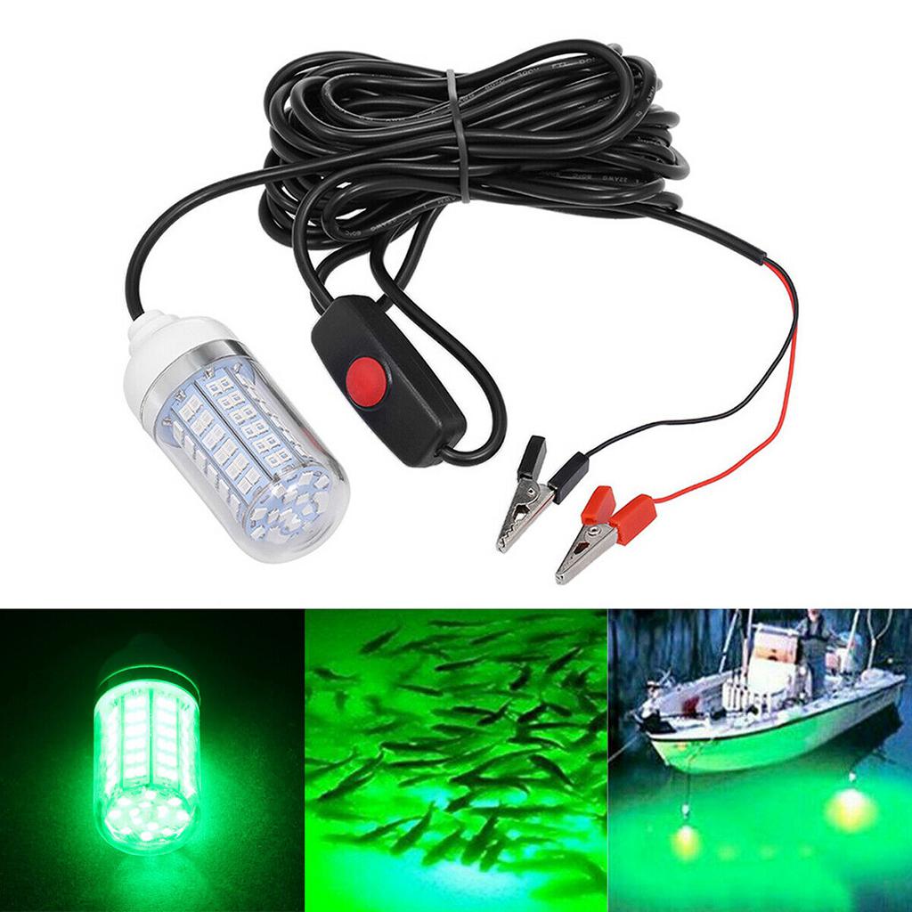 2xIP68 Waterproof 12V Led Green Underwater Fishing Light Attract Prawns Squid Lamp
