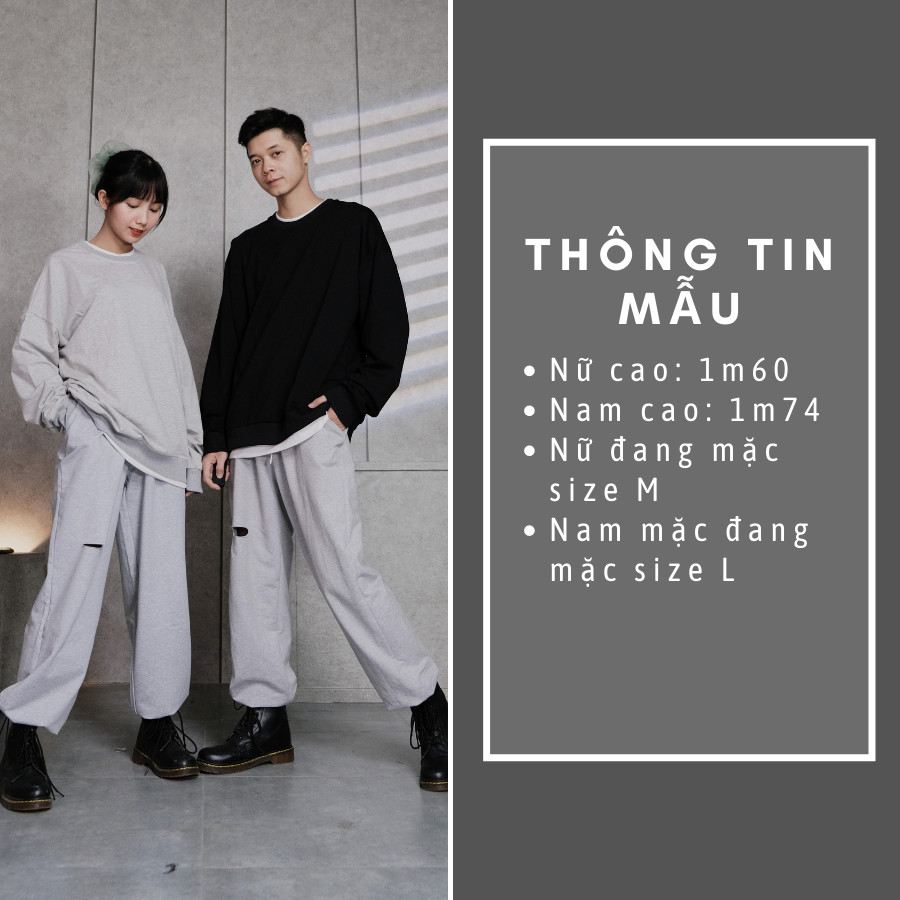 Áo Sweater Nam Nữ Form Rộng Phối Layer 2 Lớp Có Màu Basic Xám, Đen Chất Da Cá Hàn Cao Cấp GUF