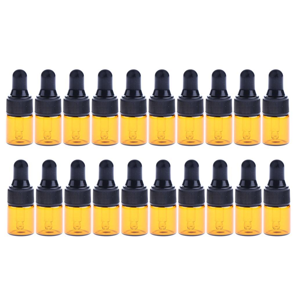 40 Pieces Mini Refillable Glass Dropper Bottle for Essential Oils 1ml 3ml