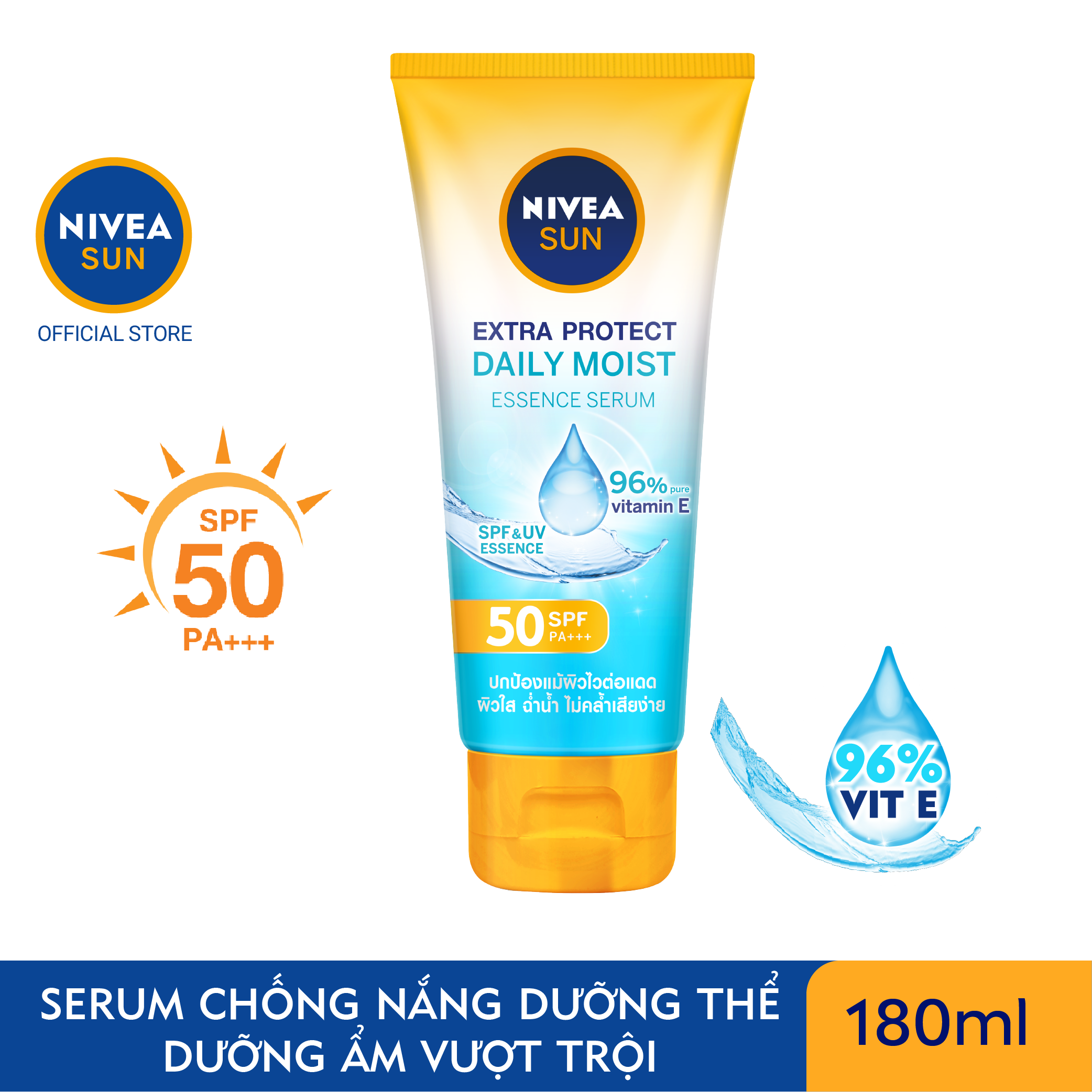 Serum Chống Nắng &amp; Dưỡng Thể Toàn Thân NIVEA SUN SPF50 PA+++ Dưỡng Ẩm Vượt Trội (180 ml) - 86090