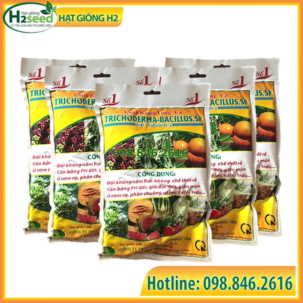 Set 5 gói Chế phẩm sinh học Trichoderma - túi 1kg - chuyên ủ phân hữu cơ, hạn chế nấm đất - Hạt giống H2 seeds