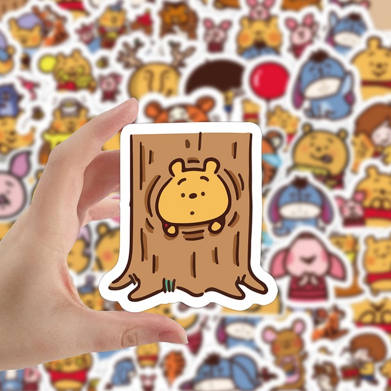 Sticker 50 miếng hình dán Gấu Pooh SetA