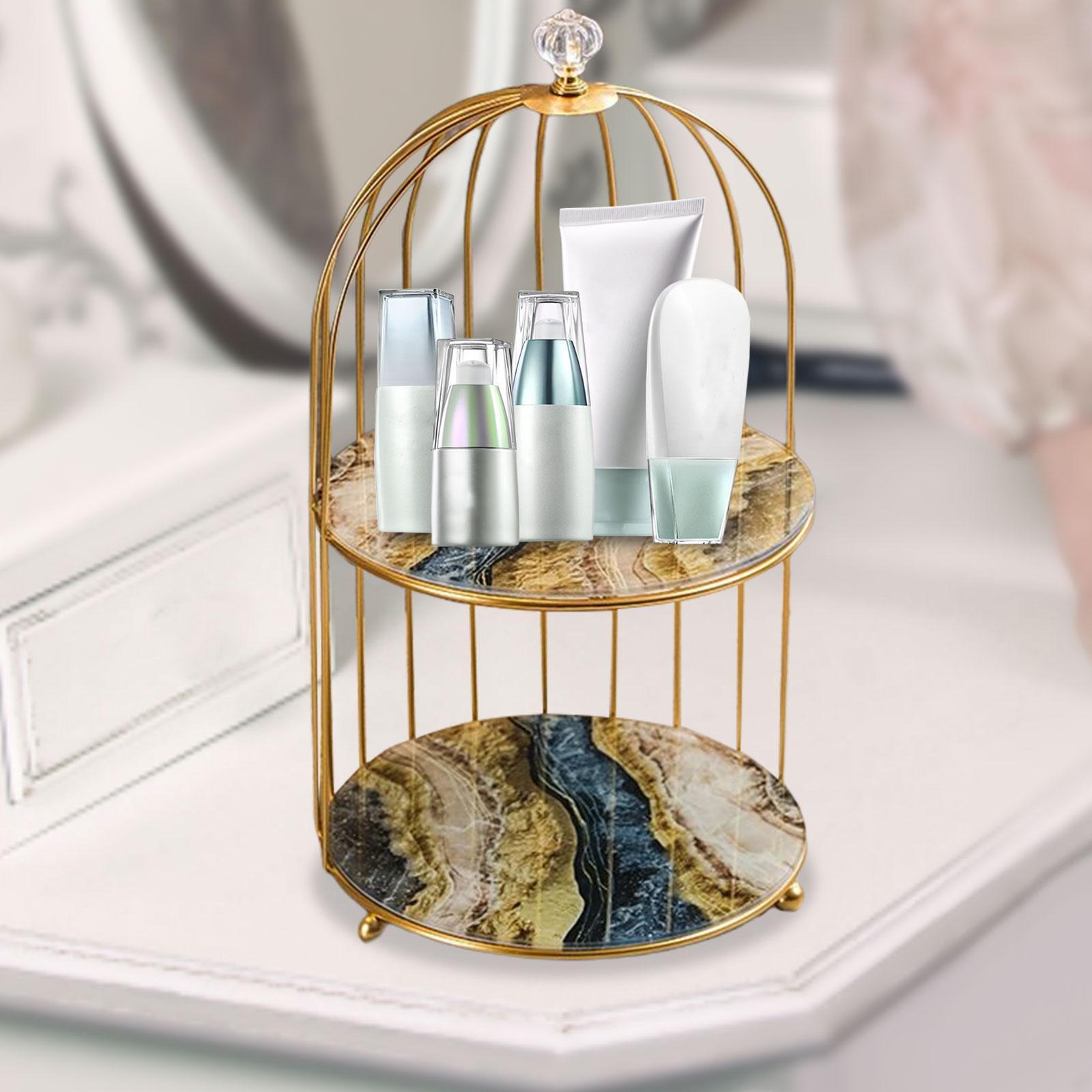 2x Bird Cage Lipstick Perfume Makeup Organizer for Vanity Display Women Girls