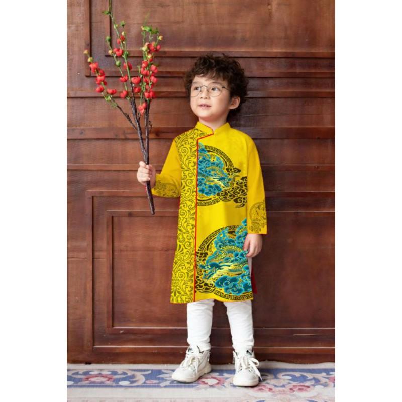 Áo dài bé trai chất gấm lụa