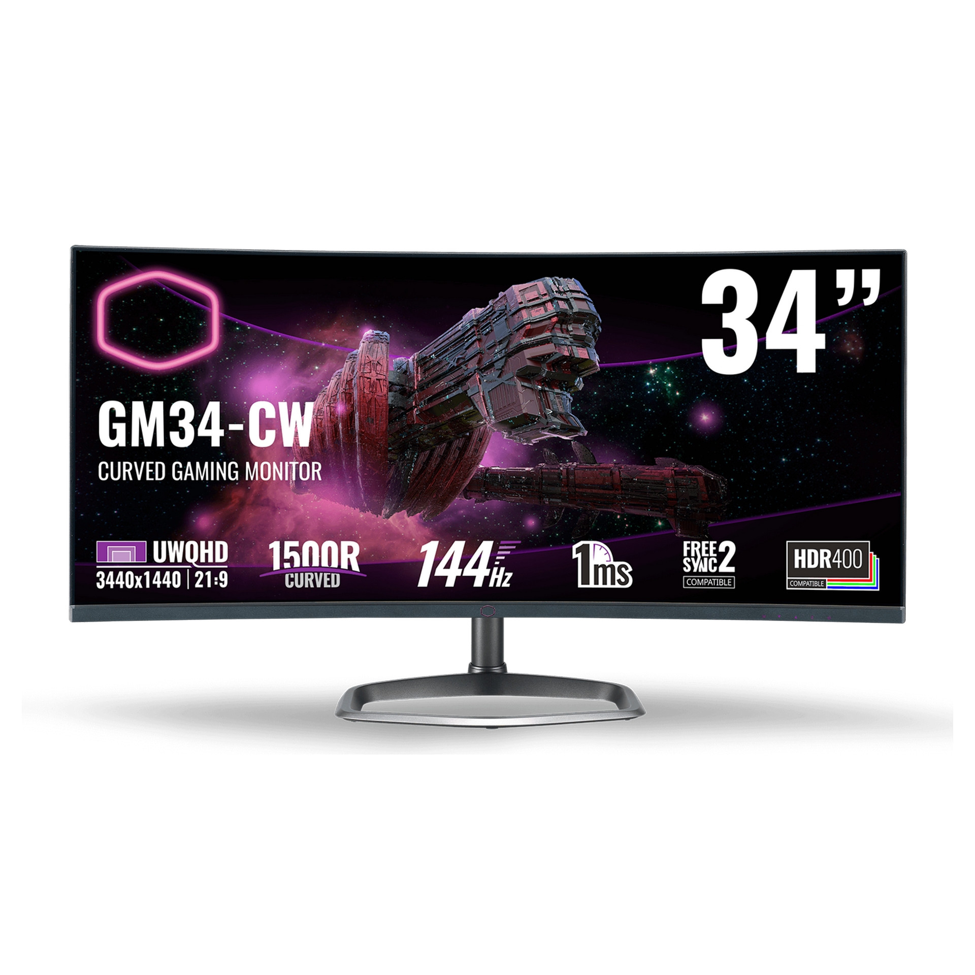 Màn hình máy tính Cooler Master GM34-CW 34inch UWQHD 144Hz Gaming - Hàng Chính Hãng