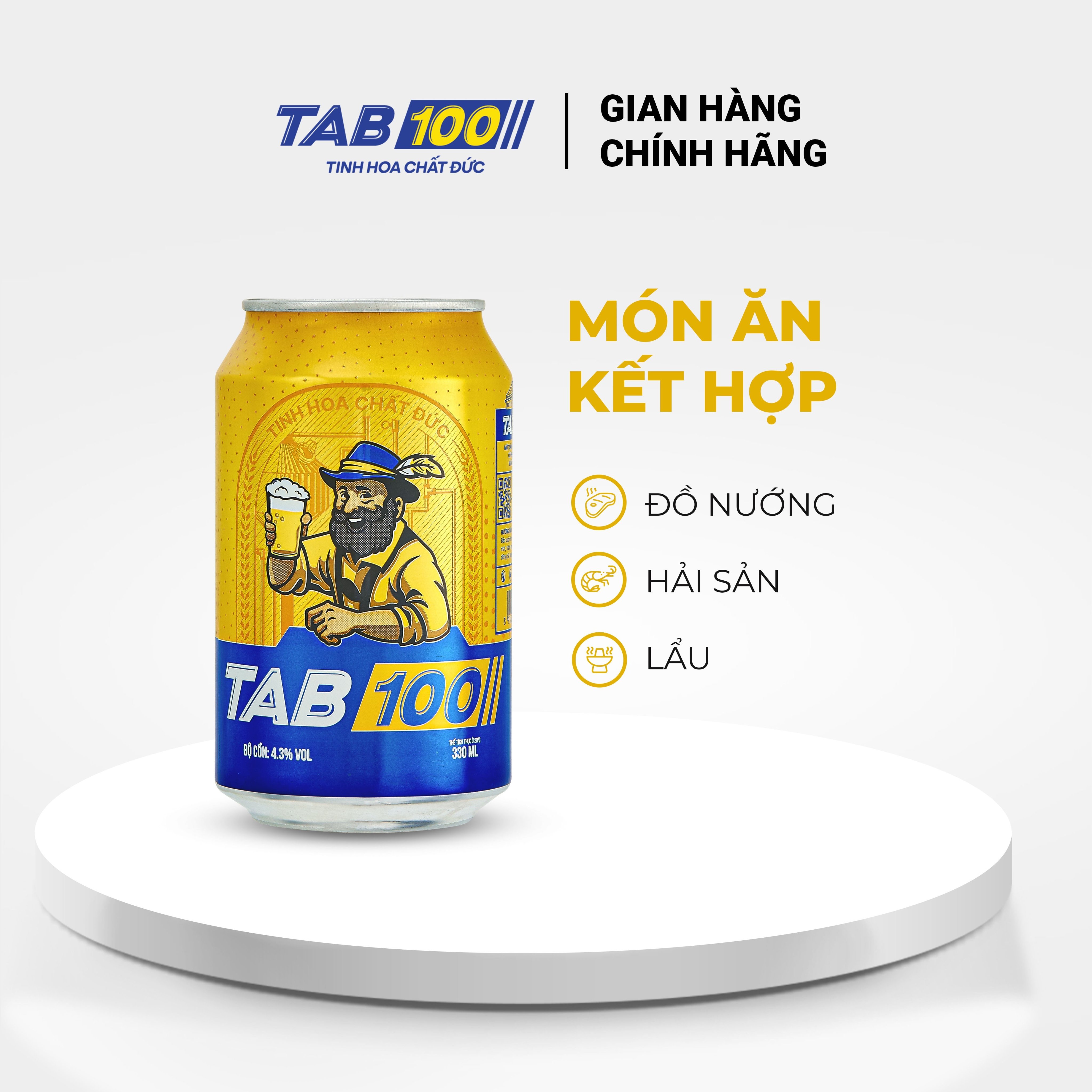 Bia lon TAB 100 - combo 2 thùng (24 lon 330ml)