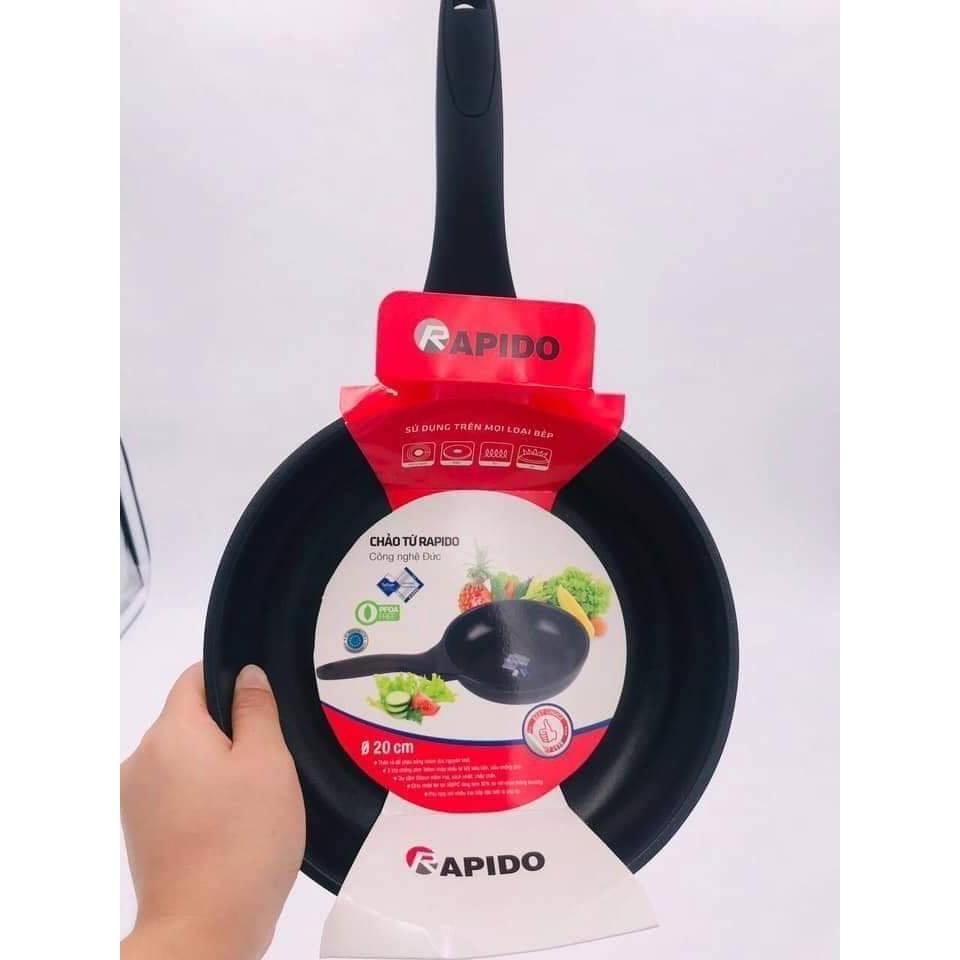 CHẢO CHỐNG DÍNH BẾP TỪ RAPIDO SIZE 20-24-28CM, CHỐNG DÍNH 3 LỚP TEFLON NHẬP KHẨU MỸ