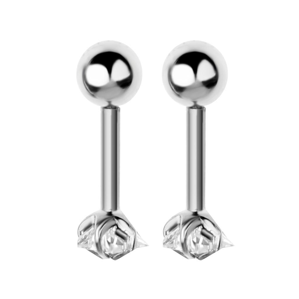2pcs Bar Zircon   Lip Earring Stud 1.2mm