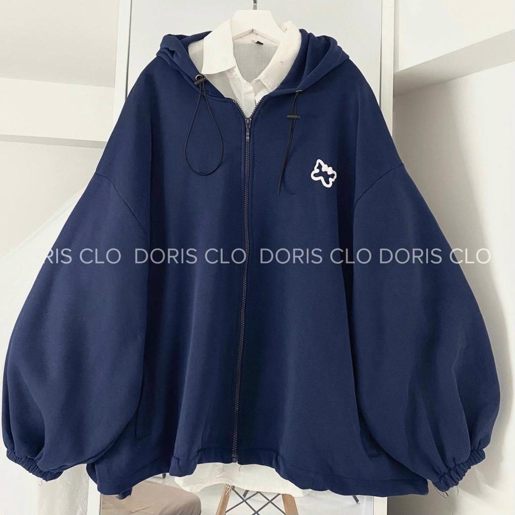 Áo Khoác Nỉ Hoodie Dây Kéo Unisex Nam Nữ Chất Nỉ Ngoại In Logo Tay Phồng Cánh Dơi Cực Dễ Thương Thời Trang Hàn Quốc