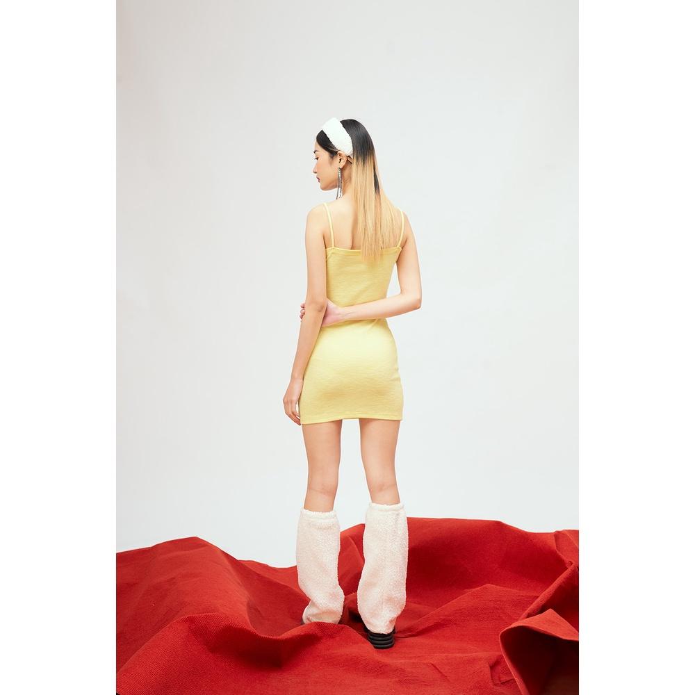DOTTIE - Đầm thun ngắn hai dây nữ vàng chanh D0268