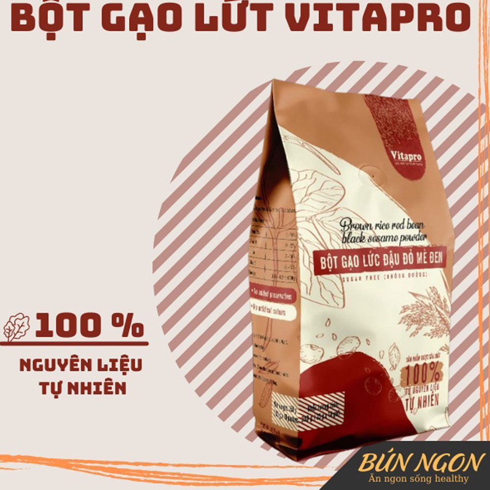 Bột Gạo Lức Đậu Đỏ Mè Đen (Không Đường) Vitapro (350gr) Thơm Ngon Dinh Dưỡng, Hỗ Trợ Giảm Cân, Giảm Cholesterol – Hàng Chính Hãng